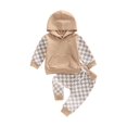 thumbnail image 1 of Bagilaanoe Toddler Baby Girl Boy Long Pants Set Checkerboard Print Long Sleeve Hoodie Pullover Tops + Sweatpants 6M 12M 18M 24M 3T Kids Casual Sweatsuits, 1 of 9