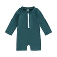thumbnail image 1 of Bagilaanoe Toddler Baby Girl Boy One-Piece Swimsuit Long Sleeve Zipper Rashguard Swimwear 3M 6M 12M 2T 3T 4T Kids Bathing Suit, 1 of 7