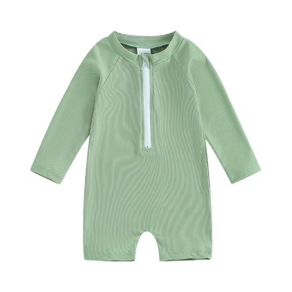 Bagilaanoe Toddler Baby Girl Boy One-Piece Swimsuit Long Sleeve Zipper Rashguard Swimwear 3M 6M 12M 2T 3T 4T Kids Bathing Suit