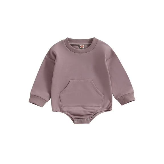 Bagilaanoe Toddler Baby Girl Boy Oversized Romper Sweatshirt Long Sleeve Bodysuit Solid Pullover 6M 12M 18M 24M 3T Kids Casual Tee Tops