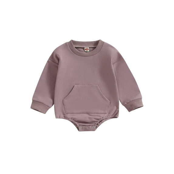 Bagilaanoe Toddler Baby Girl Boy Oversized Romper Sweatshirt Long Sleeve Bodysuit Solid Pullover 6M 12M 18M 24M 3T Kids Casual Tee Tops