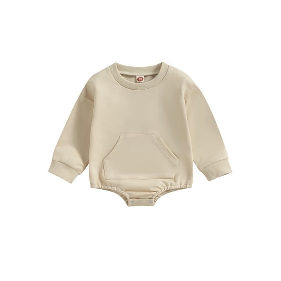 Bagilaanoe Toddler Baby Girl Boy Oversized Romper Sweatshirt Long Sleeve Bodysuit Solid Pullover 6M 12M 18M 24M 3T Kids Casual Tee Tops