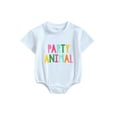 thumbnail image 1 of Bagilaanoe Toddler Baby Girl Boy Rompers/T-Shirts Letter Print Short Sleeve Bodysuits 6M 12M 18M 24M 2T 3T 4T 5T Kids Casual Summer Tops, 1 of 8