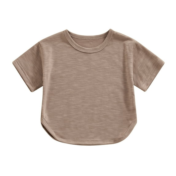 Bagilaanoe Toddler Baby Girl Boy Summer T-Shirts Casual Solid Color Round Neck Tees Short Sleeve Tops 3M 6M 9M 12M 18M 24M 3T 4T Kids Summer Clothes