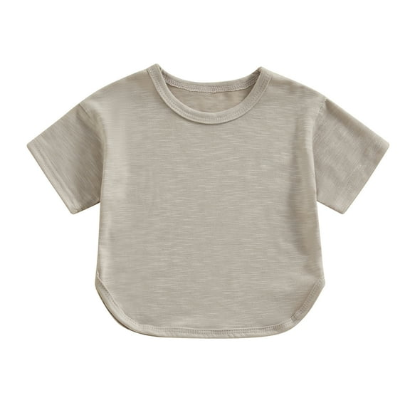 Bagilaanoe Toddler Baby Girl Boy Summer T-Shirts Casual Solid Color Round Neck Tees Short Sleeve Tops 3M 6M 9M 12M 18M 24M 3T 4T Kids Summer Clothes