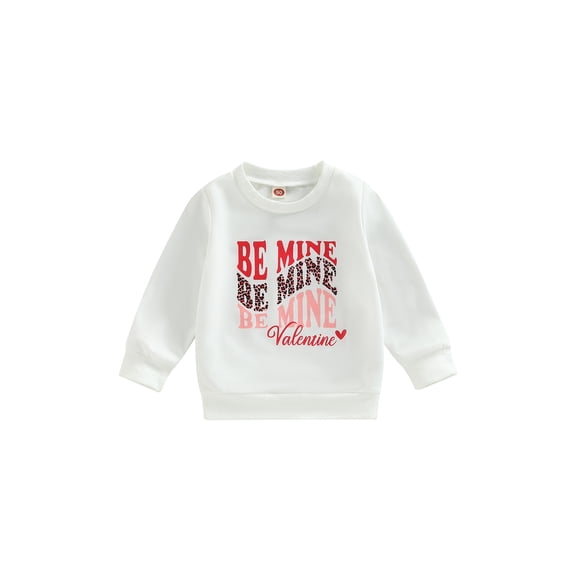 Bagilaanoe Toddler Baby Girl Boy Valentine’s Day Sweatshirt Long Sleeve Letter Print Pullover 12M 18M 24M 3T 4T 5T Kids Loose Tee Tops