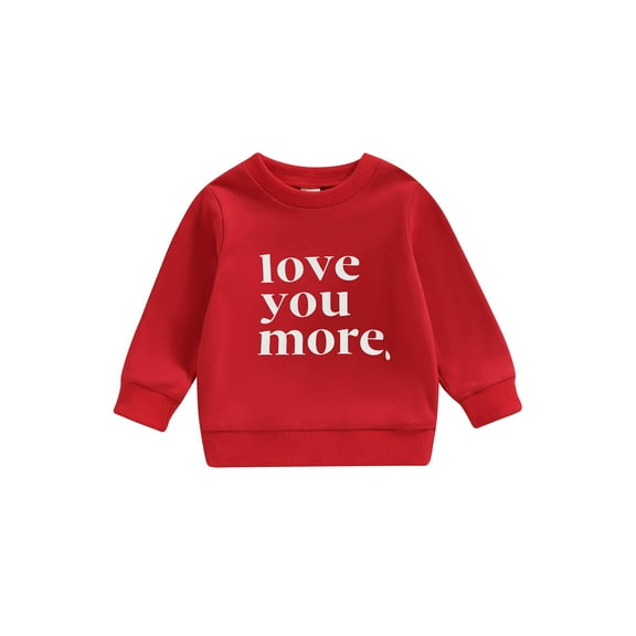 Bagilaanoe Toddler Baby Girl Boy Valentine's Day Sweatshirt Long Sleeve Letter Print Pullover 6M 12M 18M 24M 3T 4T Kids Loose Tee Tops