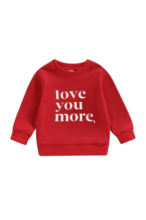 Toddler Baby Girl Boy Valentine's Day Sweatshirt Long Sleeve Letter Print Pullover 6M 12M 18M 24M 3T 4T Kids Loose Tee Tops