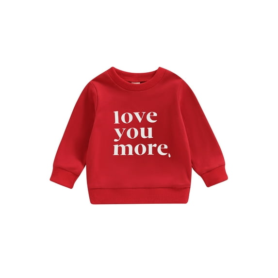Bagilaanoe Toddler Baby Girl Boy Valentine's Day Sweatshirt Long Sleeve Letter Print Pullover 6M 12M 18M 24M 3T 4T Kids Loose Tee Tops