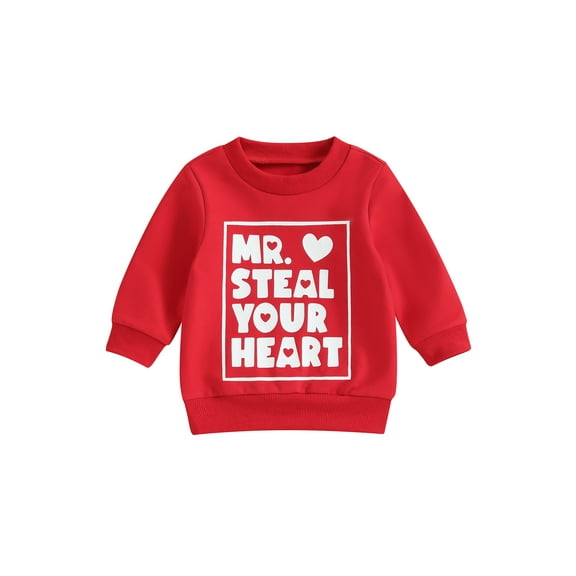 Bagilaanoe Toddler Baby Girl Boy Valentine’s Day Sweatshirt Long Sleeve Letter Print Pullover 6M 12M 18M 24M 3T Kids Fall Loose Tee Tops