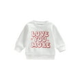 thumbnail image 1 of Bagilaanoe Toddler Baby Girl Boy Valentine's Day Sweatshirt Long Sleeve Letter Print Pullover 6M 12M 18M 24M 3T Kids Loose Tee Tops, 1 of 8