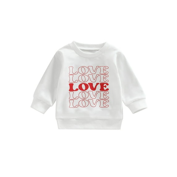 Bagilaanoe Toddler Baby Girl Boy Valentine's Day Sweatshirt Long Sleeve Letter Print Pullover 6M 12M 18M 24M 3T Kids Loose Tee Tops