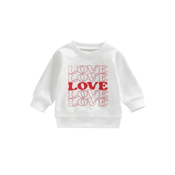 Bagilaanoe Toddler Baby Girl Boy Valentine's Day Sweatshirt Long Sleeve Letter Print Pullover 6M 12M 18M 24M 3T Kids Loose Tee Tops