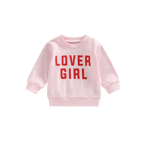 Bagilaanoe Toddler Baby Girl Boy Valentine's Day Sweatshirt Long Sleeve Letter Print Pullover 6M 12M 18M 24M 3T Kids Loose Tee Tops