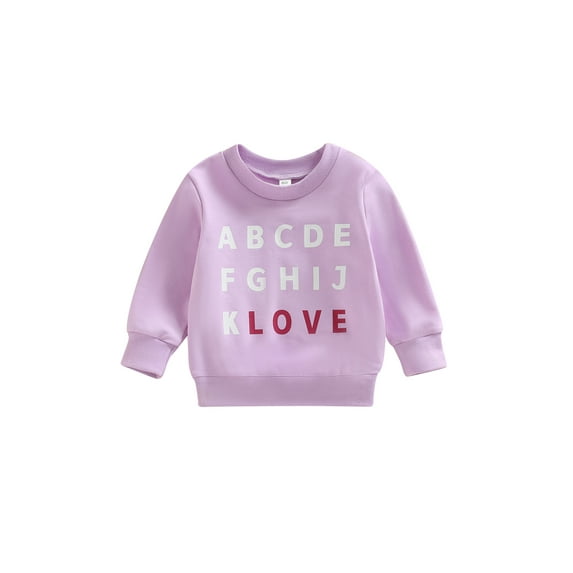 Bagilaanoe Toddler Baby Girl Casual Sweatshirt Long Sleeve Letter Print Pullover 12M 18M 24M 3T 4T Kids Fall Loose Tee Tops