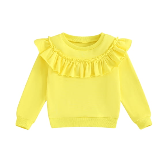 Bagilaanoe Toddler Baby Girl Casual Sweatshirt Long Sleeve Ruffle Pullover 9M 12M 18M 24M 36M 48M Kids Loose Tee Tops