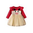 thumbnail image 1 of Bagilaanoe Toddler Baby Girl Christmas Dress Cartoon Deer Print Long Sleeve A-line Princess Dresses 1T 2T 3T 4T 5T 6T Kid Fall Patchwork Tulle Skirt, 1 of 9