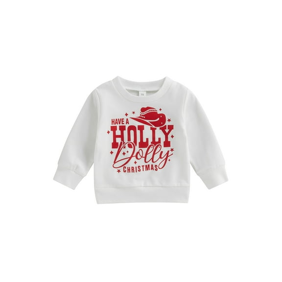 Bagilaanoe Toddler Baby Girl Christmas Sweatshirt Long Sleeve Letter Hat Print Pullover 3M 6M 12M 18M 24M 3T Kids Fall Loose Tee Tops