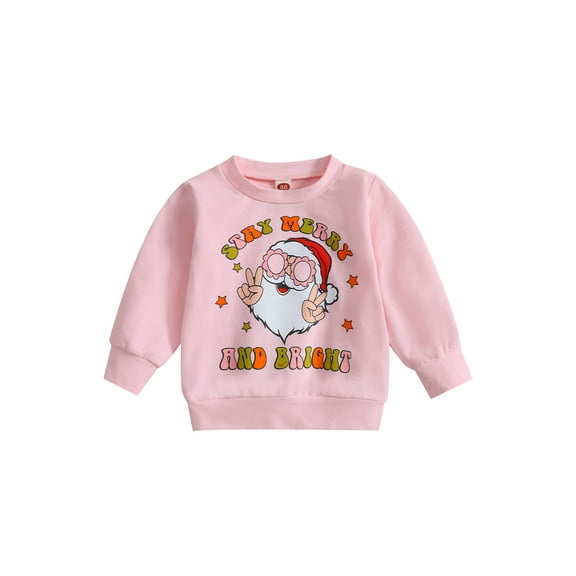 Bagilaanoe Toddler Baby Girl Christmas Sweatshirt Long Sleeve Letter Print Pullover 3M 6M 12M 18M 24M 3T Kids Fall Loose Tee Tops