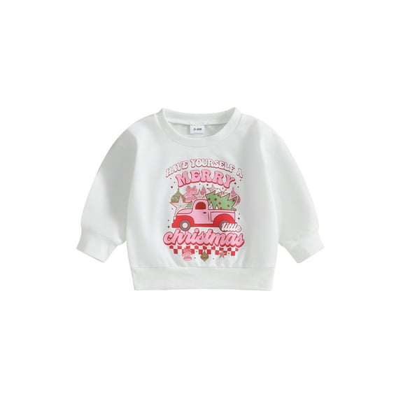 Bagilaanoe Toddler Baby Girl Christmas Sweatshirt Long Sleeve Print Pullover 6M 12M 18M 24M 3T 4T Kids Fall Loose Tee Tops
