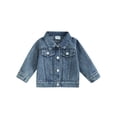 thumbnail image 1 of Bagilaanoe Toddler Baby Girl Denim Jacket Letter Embroidery Long Sleeve Jean Cardigan Shacket Coat 12M 18M 24M 3T 4T 5T Kids Fall Casual Outwear, 1 of 9