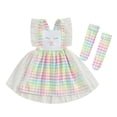 thumbnail image 1 of Bagilaanoe Toddler Baby Girl Easter Dress Sleeveless A-line Princess Dresses Plaid Socks 12M 18M 24M 3T 4T 5T Kids Casual Swing Sundress, 1 of 7