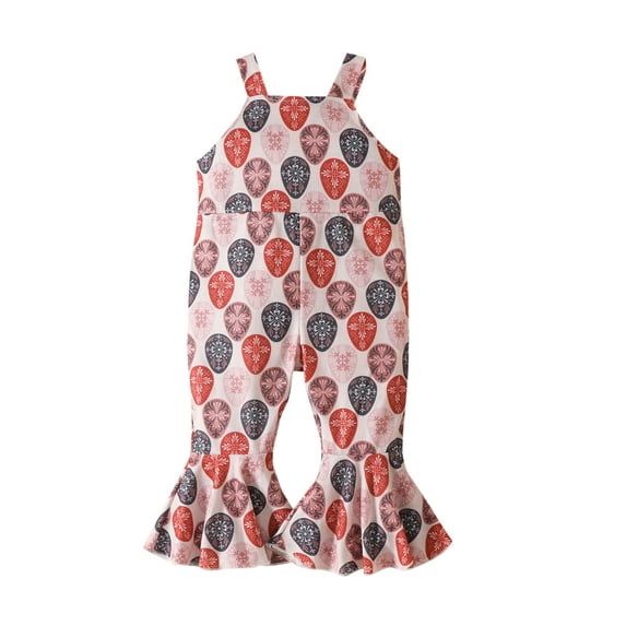 Bagilaanoe Toddler Baby Girl Easter Jumpsuit Sleeveless Cartoon Print Romper Overalls 12M 18M 24M 3T 4T 5T Kids Long Flared Pants Casual Outfits