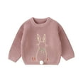 thumbnail image 1 of Bagilaanoe Toddler Baby Girl Easter Sweater Long Sleeve Bunny Embroidery Pullover 6M 9M 12M 18M 24M 3T Kids Warm Jumpers Tops Loose Knitwear, 1 of 7