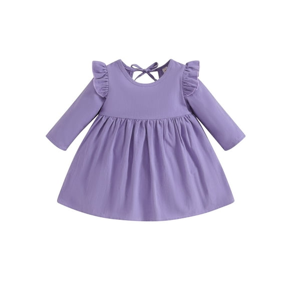 Bagilaanoe Toddler Baby Girl Fall Dress Long Sleeve A-line Dresses 6M 12M 18M 24M 3T 4T Kids Casual Swing Sundress
