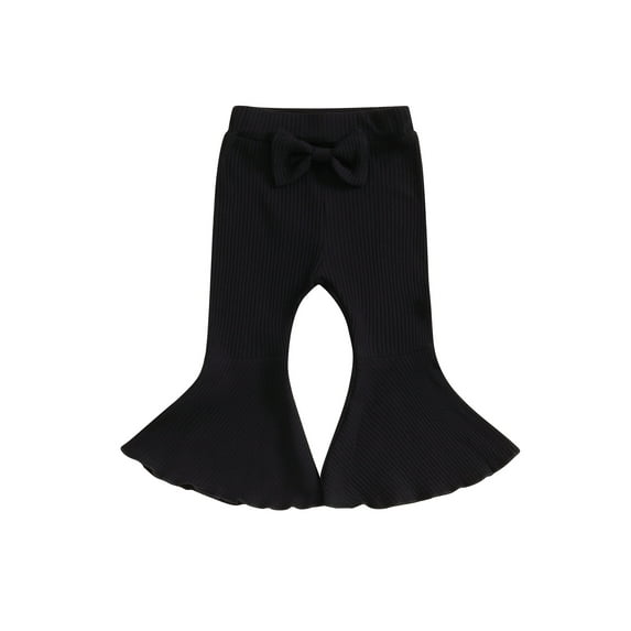 Bagilaanoe Toddler Baby Girl Flare Pants Ribbed Elastic Bell Bottoms 6M 12M 18M 24M 3T 4T Kids Fall Ruffle Trousers