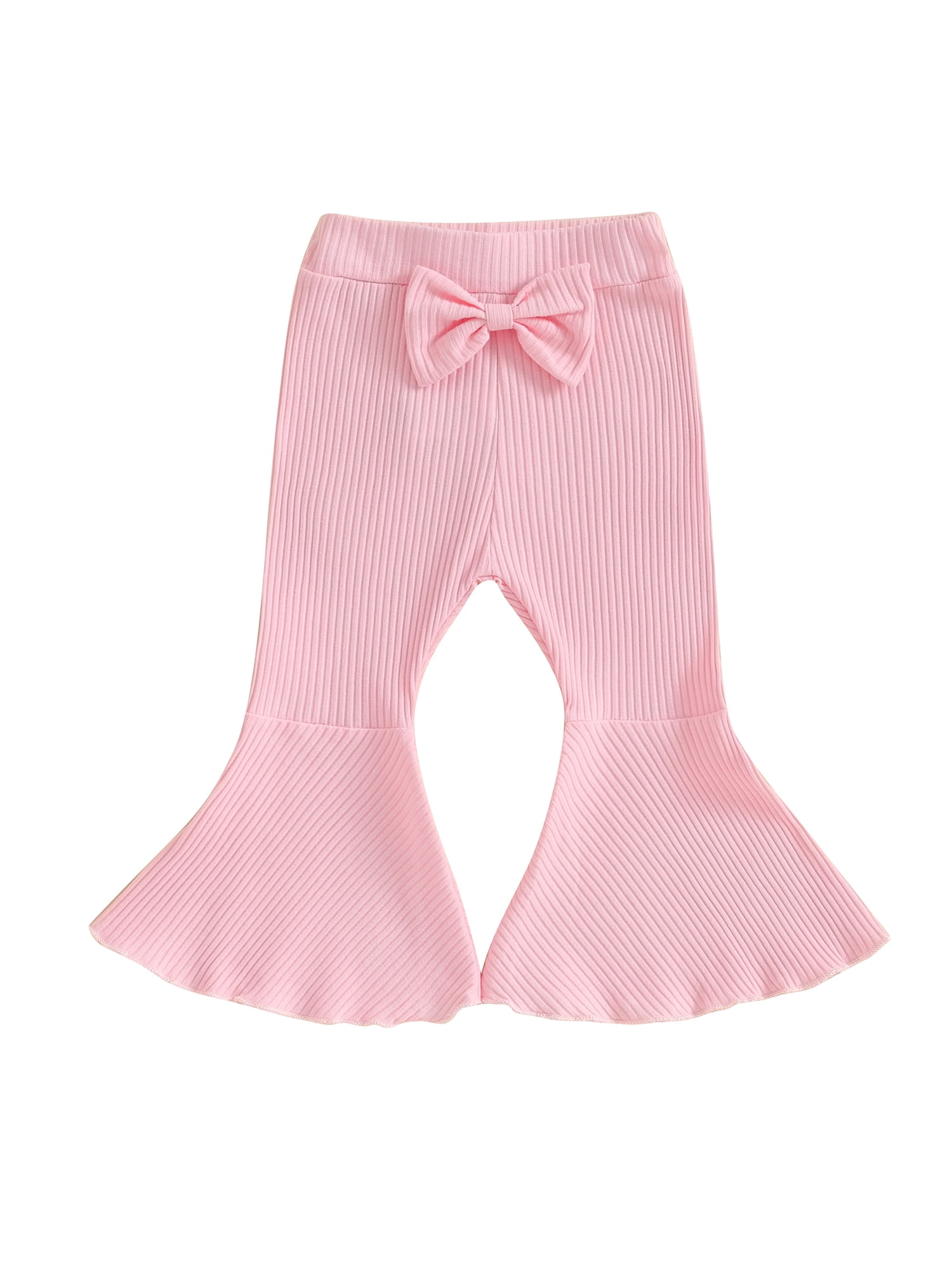 Bagilaanoe Toddler Baby Girl Flare Pants Ribbed Elastic Bell Bottoms 6M