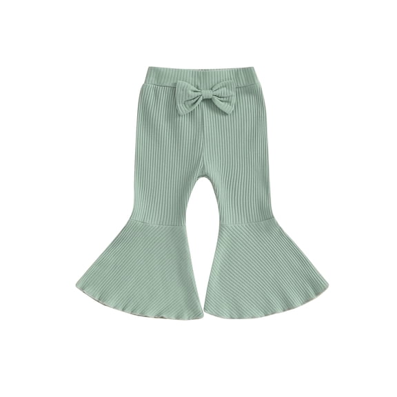 Bagilaanoe Toddler Baby Girl Flare Pants Ribbed Elastic Bell Bottoms 6M 12M 18M 24M 3T 4T Kids Fall Ruffle Trousers