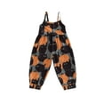 thumbnail image 1 of Bagilaanoe Toddler Baby Girl Halloween Jumpsuit Sleeveless Ghost/Cartoon Cat Pumpkin Print Romper Sling Overalls 1T 2T 3T 4T 5T 6T Kids Long Pants Casual Outfits, 1 of 9