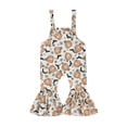 thumbnail image 1 of Bagilaanoe Toddler Baby Girl Halloween Jumpsuit Sleeveless Print Romper Overalls 6M 9M 12M 18M 24M 3T Kids Flared Pants Fall Bell-Bottoms Outfits, 1 of 8