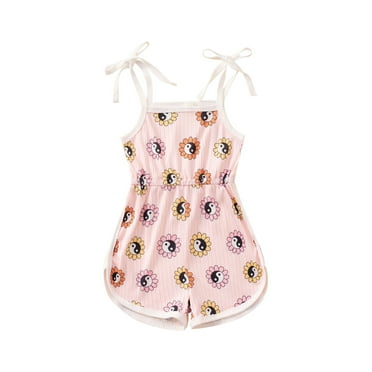 Bagilaanoe Toddler Baby Girl Jumpsuit Shorts Print Sleeveless Romper Overalls 12M 18M 24M 3T 4T 5T Kids Short Pants Summer Outfits