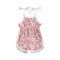 thumbnail image 1 of Bagilaanoe Toddler Baby Girl Jumpsuit Shorts Sleeveless Floral Plaid Print Romper Overalls 6M 12M 18M 24M 3T 4T Kids Short Pants Summer Outfits, 1 of 9