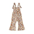 thumbnail image 1 of Bagilaanoe Toddler Baby Girl Jumpsuit Sleeveless Floral Print Romper Overalls 6M 12M 18M 24M 3T 4T Kids Long Flare Pants Summer Outfits, 1 of 9