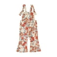 thumbnail image 1 of Bagilaanoe Toddler Baby Girl Jumpsuit Sleeveless Floral Print Romper Overalls 6M 12M 18M 24M 3T 4T Kids Long Flare Pants Summer Outfits, 1 of 9