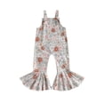 thumbnail image 1 of Bagilaanoe Toddler Baby Girl Jumpsuit Sleeveless Floral Print Romper Overalls 6M 12M 18M 24M 3T 4T Kids Long Flared Pants Summer Outfits, 1 of 7
