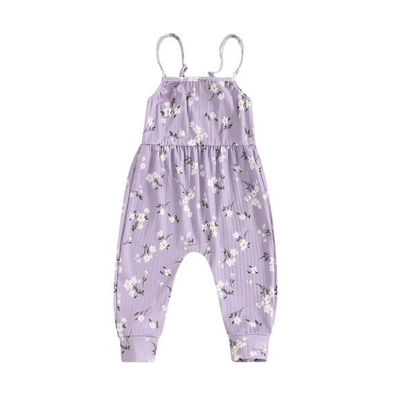 Bagilaanoe Toddler Baby Girl Jumpsuit Sleeveless Floral Print Romper Overalls 6M 12M 18M 24M 3T Kids Long Pants Summer Clothes