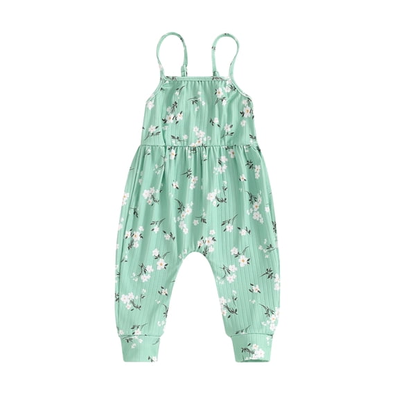 Bagilaanoe Toddler Baby Girl Jumpsuit Sleeveless Floral Print Romper Overalls 6M 12M 18M 24M 3T Kids Long Pants Summer Clothes