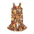 thumbnail image 1 of Bagilaanoe Toddler Baby Girl Jumpsuit Sleeveless Floral Print Romper Sling Overalls 12M 18M 24M 3T 4T 5T Kids Long Flared Pants Casual Outfits, 1 of 8