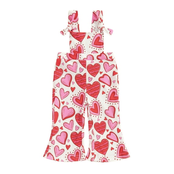 Bagilaanoe Toddler Baby Girl Jumpsuit Sleeveless Heart Print Romper Overalls 3M 6M 12M 18M 24M 3T Kids Flared Pants Summer Clothes