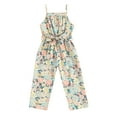 thumbnail image 1 of Bagilaanoe Toddler Baby Girl Jumpsuit Sleeveless Print Romper Overalls 1T 2T 3T 4T 5T 6T Kids Pants with Belt Summer Clothes, 1 of 8
