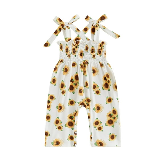 Bagilaanoe Toddler Baby Girl Jumpsuit Sleeveless Print Romper Overalls 3M 6M 12M 18M Infant Long Pants Summer Clothes