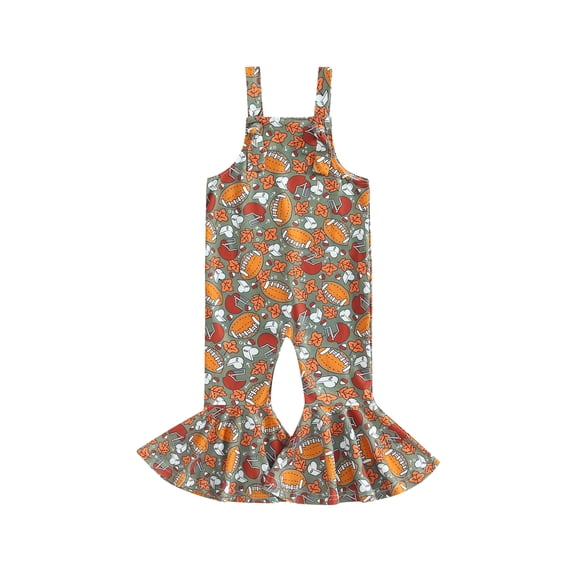 Bagilaanoe Toddler Baby Girl Jumpsuit Sleeveless Pumpkin/Rugby/Butterfly Print Romper Overalls 12M 18M 24M 3T 4T 5T Kids Long Flare Pants Party Casual Outfits