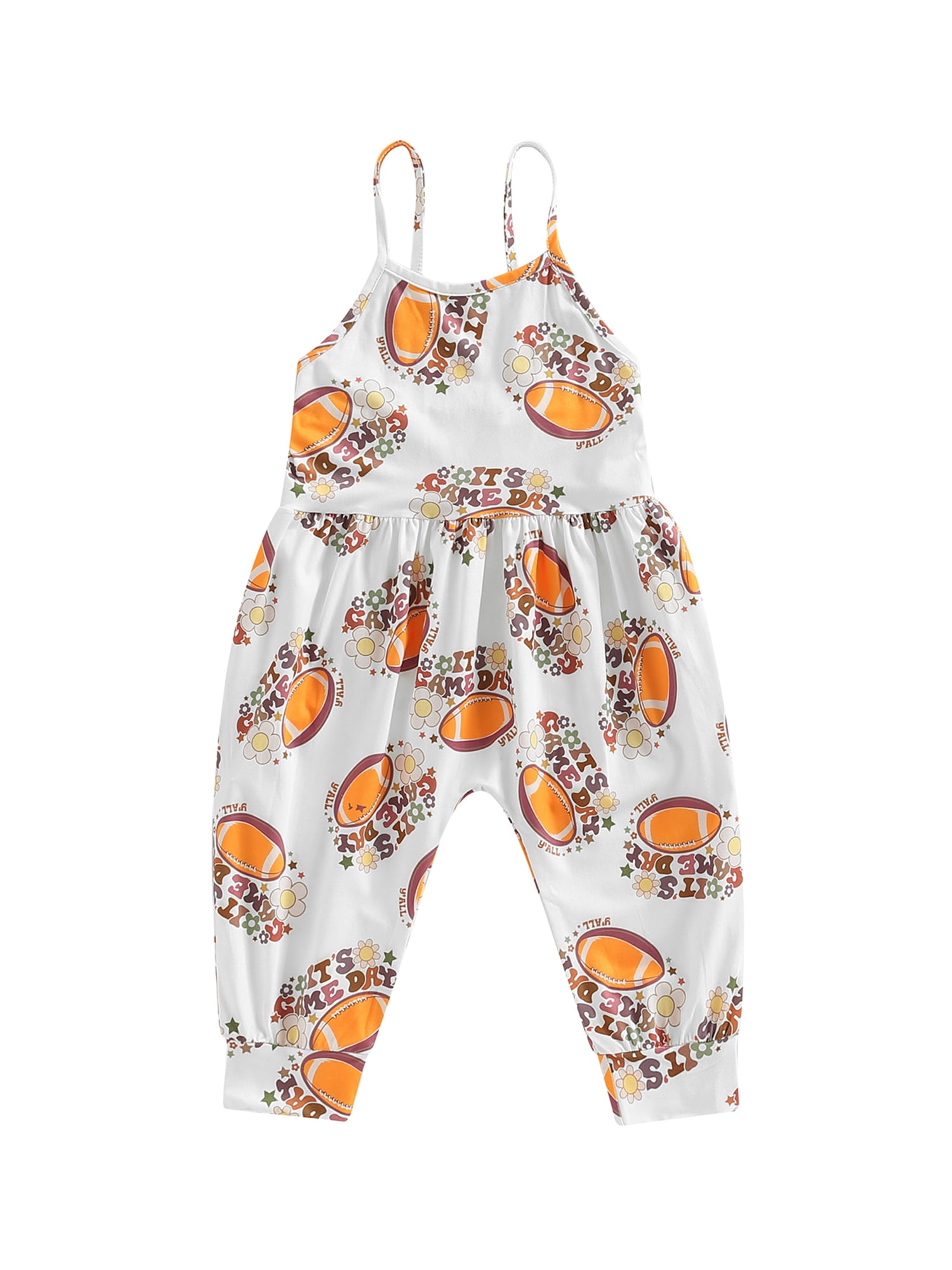 Girls Summer Jumpsuit - Sleeveless Adjustable Spaghetti Strap Romper With Pockets
