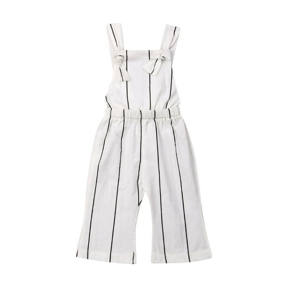 Bagilaanoe Toddler Baby Girl Jumpsuit Sleeveless Stripe Print Romper Backless Overalls 18M 24M 3T 4T 5T 6T Kids Long Pants Wide Leg Trousers Casual Outfits