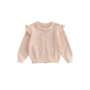 Bagilaanoe Toddler Baby Girl Knit Cardigan Long Sleeve Sweater Knitwear Coat 3M 6M 12M 24M 3T Kids Fall Casual Tops Outwear