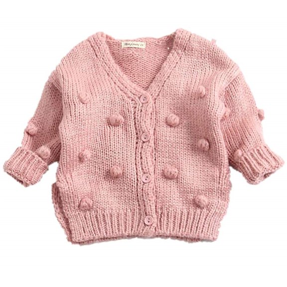 Bagilaanoe Toddler Baby Girl Knit Cardigan Long Sleeve Sweater V Neck Knitwear Coat 6M 12M 18M 24M 3T Kids Fall Casual Tops Outwear